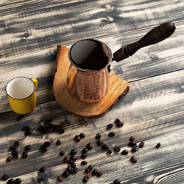 قهوه جوش مسی دسته چوبی