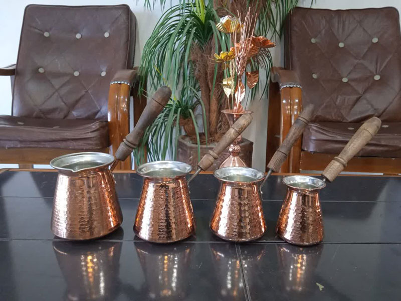 قهوه جوش مسی دسته چوبی