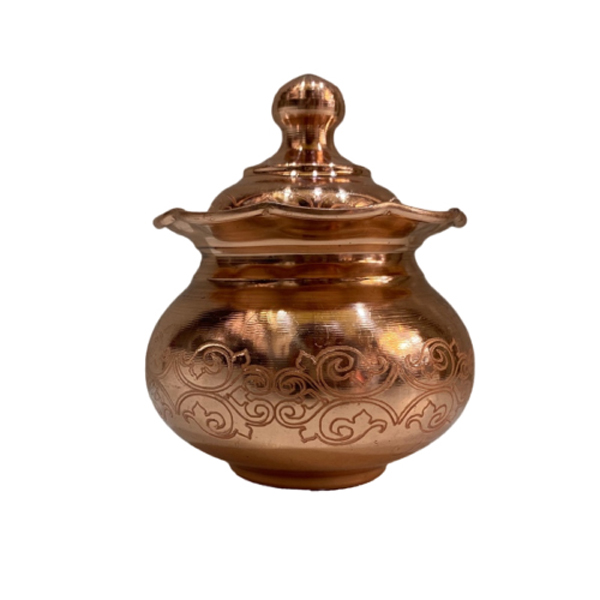 قندان مسی عمده لب چین طرح لیزری بدون پایه