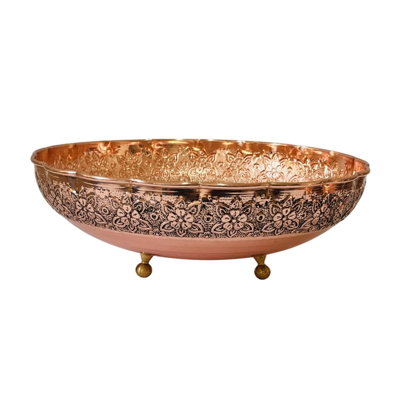 میوه خوری عمده مسی قلم زنی پایه دار