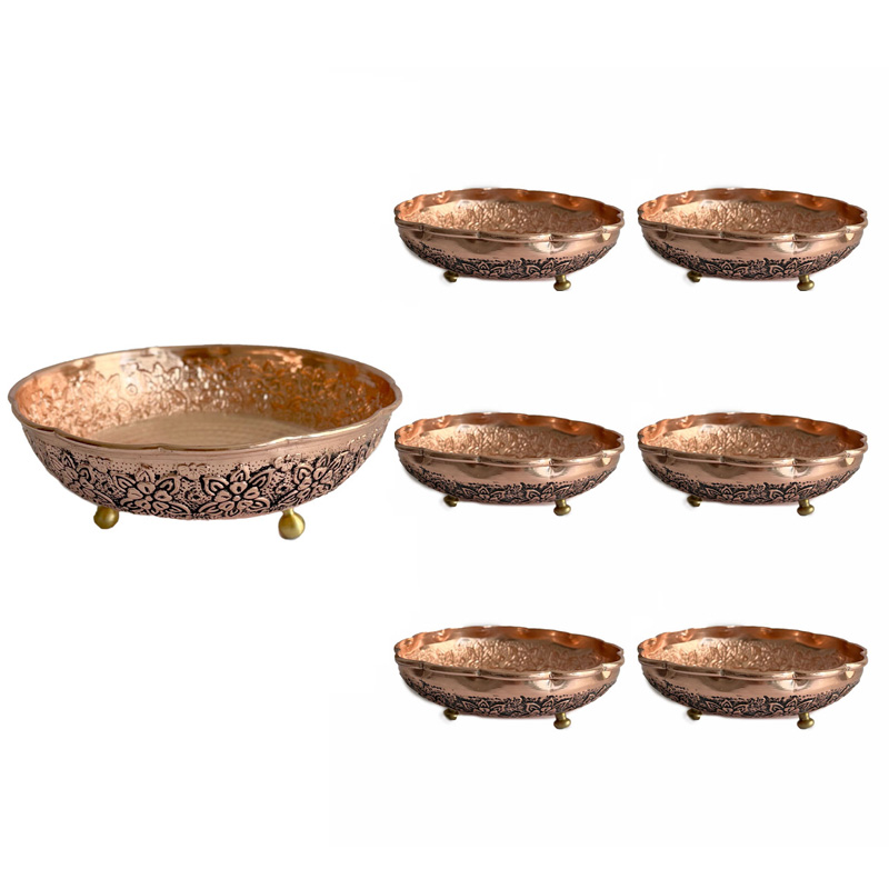 ست آجیل خوری مسی پایه دار عمده